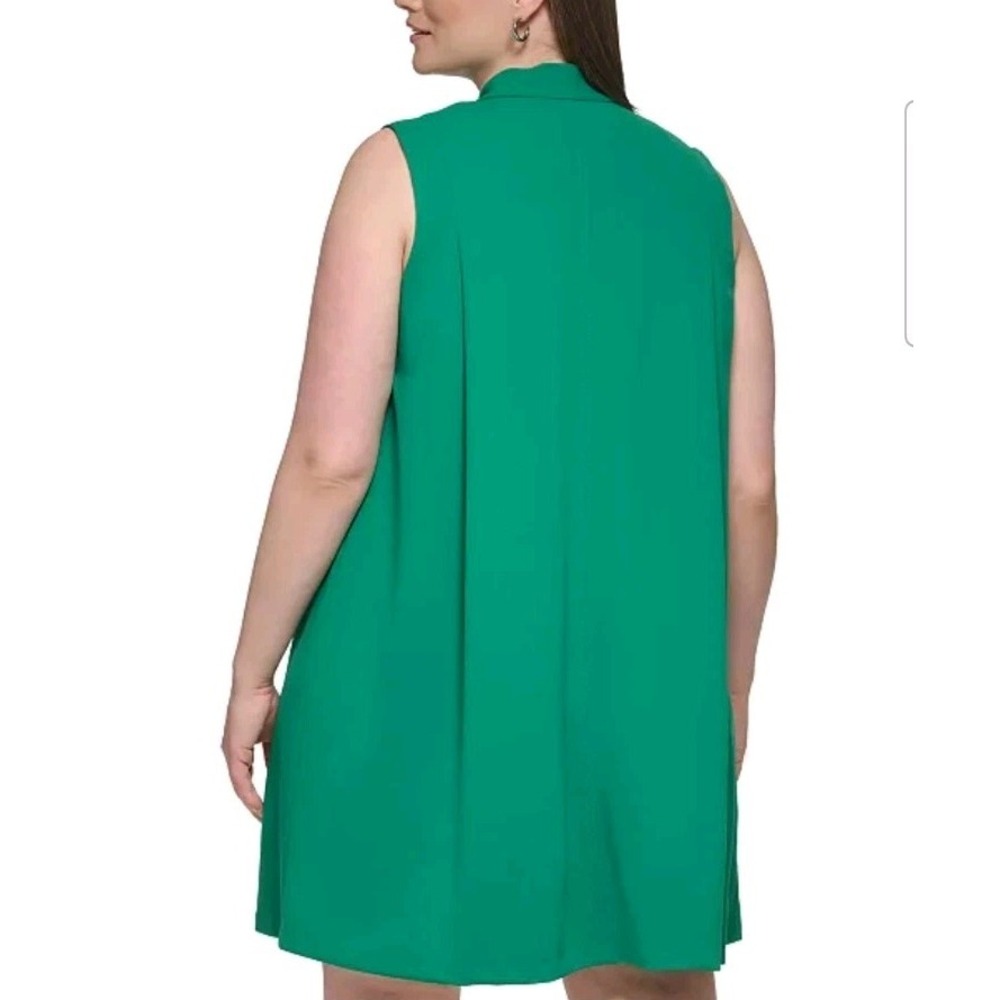 Calvin Klein Women's Green Tie Neck Sleeveless Scuba-crepe Short Shift Dress 14 - Picture 2 of 10